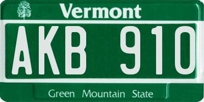 VT license plate AKB910