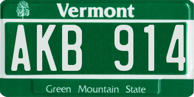 VT license plate AKB914