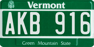 VT license plate AKB916