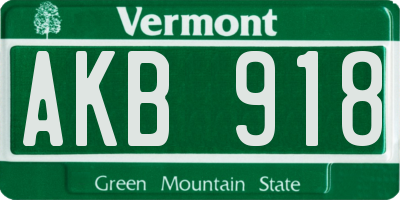 VT license plate AKB918