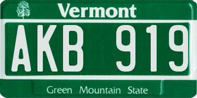 VT license plate AKB919
