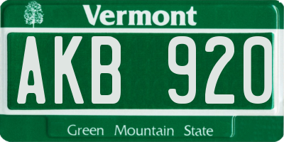 VT license plate AKB920