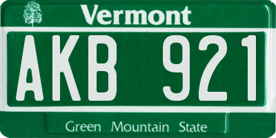 VT license plate AKB921