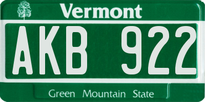 VT license plate AKB922