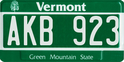 VT license plate AKB923