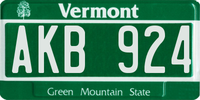 VT license plate AKB924