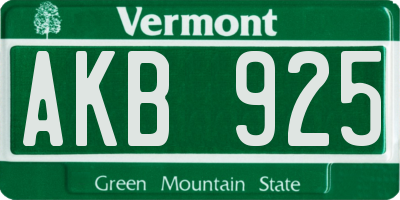 VT license plate AKB925