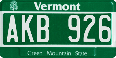 VT license plate AKB926