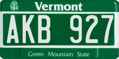 VT license plate AKB927