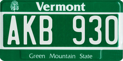VT license plate AKB930