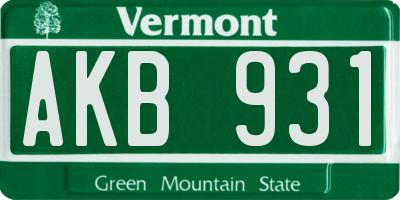 VT license plate AKB931