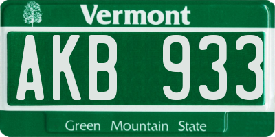 VT license plate AKB933