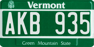 VT license plate AKB935