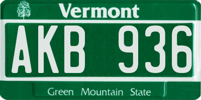 VT license plate AKB936
