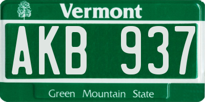 VT license plate AKB937