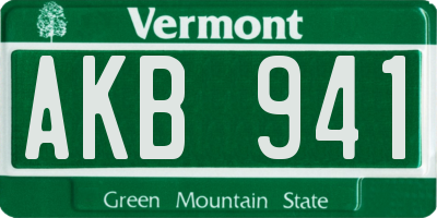 VT license plate AKB941