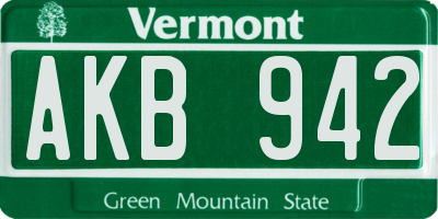 VT license plate AKB942