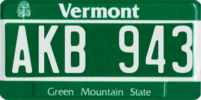 VT license plate AKB943