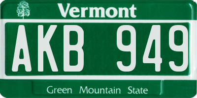 VT license plate AKB949