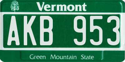 VT license plate AKB953