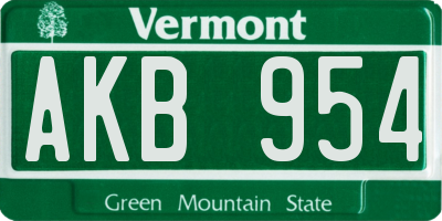 VT license plate AKB954