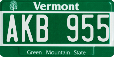 VT license plate AKB955