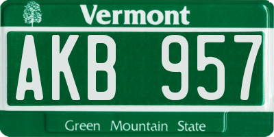 VT license plate AKB957