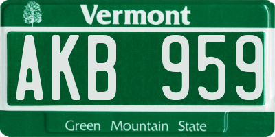 VT license plate AKB959