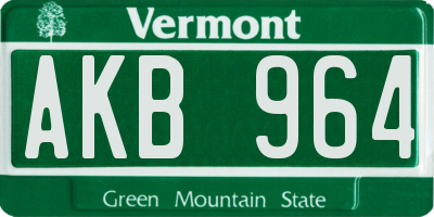 VT license plate AKB964