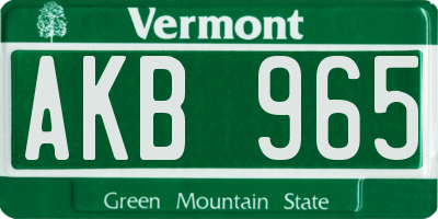 VT license plate AKB965
