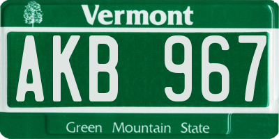 VT license plate AKB967