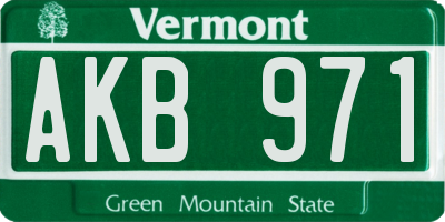 VT license plate AKB971