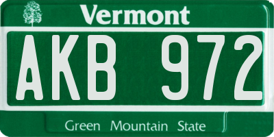 VT license plate AKB972