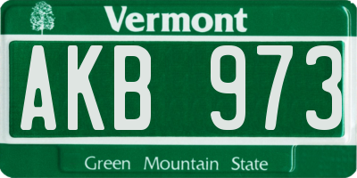 VT license plate AKB973