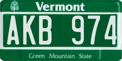 VT license plate AKB974