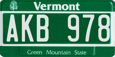 VT license plate AKB978