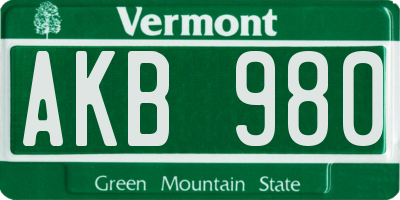 VT license plate AKB980