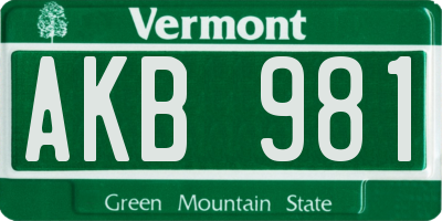 VT license plate AKB981