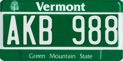 VT license plate AKB988