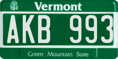 VT license plate AKB993