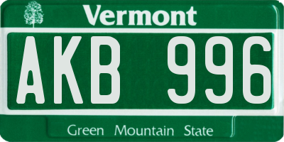 VT license plate AKB996