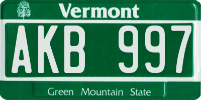 VT license plate AKB997
