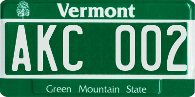 VT license plate AKC002