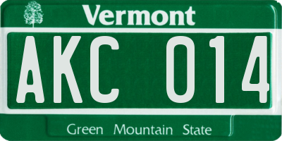 VT license plate AKC014