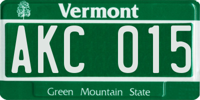 VT license plate AKC015