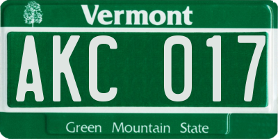 VT license plate AKC017