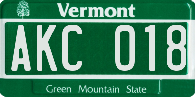 VT license plate AKC018