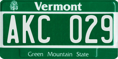 VT license plate AKC029