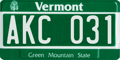 VT license plate AKC031