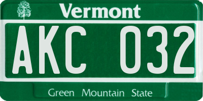 VT license plate AKC032